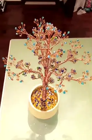 Handmade Beaded Money Tree / Feng Shui Bonsai (50 cm, 3-Tone)