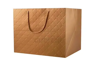Luxury Quilted Gold Gift Bag with Rope Handle (38x30x30 cm) - New