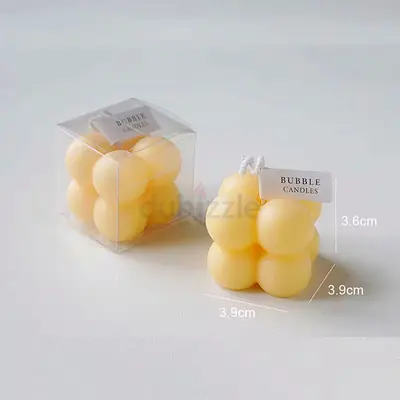 Decorative Bubble Candles – Small Yellow Cube Candles