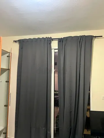 Grey Blackout Curtains with Rod