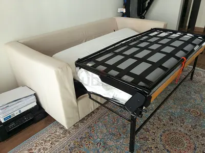 Beige 2-seater Sofa Bed with Mattress - Good Condition