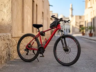Red Mountain Bike with Front Suspension