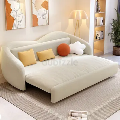 Modern cream daybed sofa with pull-out bed