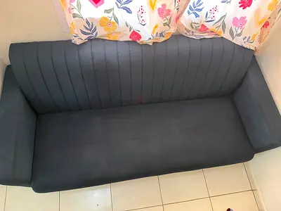 Dark navy blue 3-seater fabric sofa in good condition