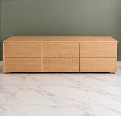 Modern Light Oak Low Profile TV Unit with Storage
