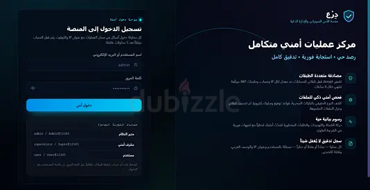 منصة «دِرْع» — نظام أمن سيبراني كامل جاهز للتسليم