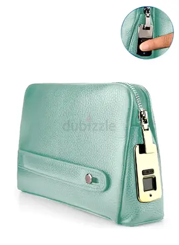 Leather Fingerprint Lock Bag for Men And Women Hand Bag Male Long Money