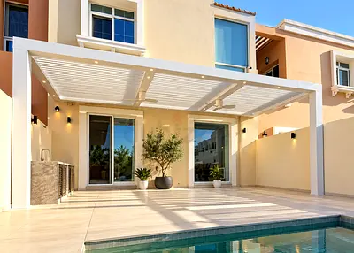 Modern Outdoor Pergola/Patio Cover - White Aluminum