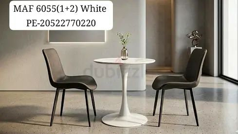 White Tulip Dining Table with 2 Modern Grey Dining Chairs (Set of 3)