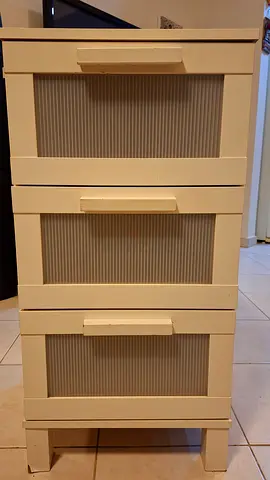 2 x white IKEA 3-drawer nightstands / bedside tables