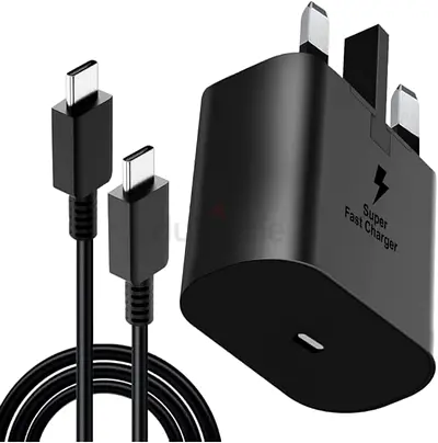 Brand New Fast USB-C Wall Charger + Type-C Cable for Samsung Galaxy / Android (UK 3-Pin)