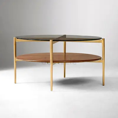 West Elm Mid-Century Art Display Round Coffee Table