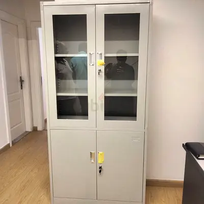 Metal Office Storage Cabinet with Glass Doors and Locks