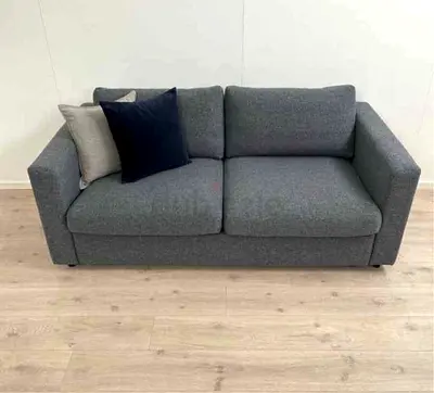 Dark Grey 2-Seater Fabric Sofa bed with Cushions vimle