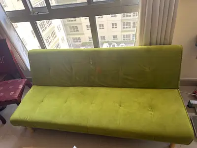 Modern Olive Green Velvet Futon Sofa Bed
