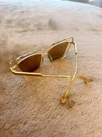 Bottega Veneta Transparent Acetate Sunglasses Brown Lenses
