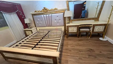 King size Double bed with matress,  side table and  dressing table