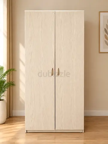 Light Wood Grain 2-Door Wardrobe