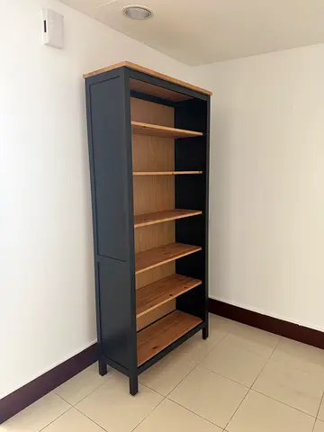 Modern Wooden Bookcase with Black Frame