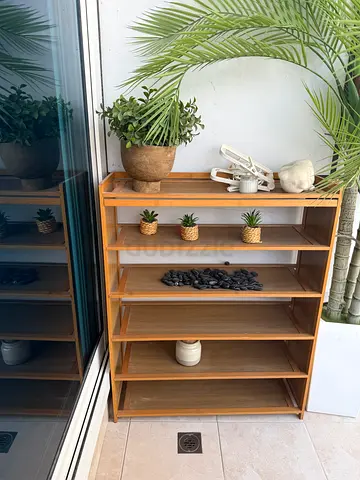 Wooden multi-shelf cabinet / shoe rack - good condition