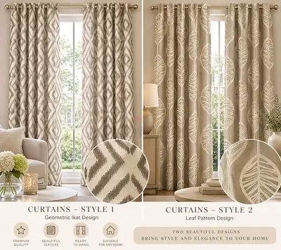 Luxury Jacquard Curtain Panels – 9 Panels / 2 Designs