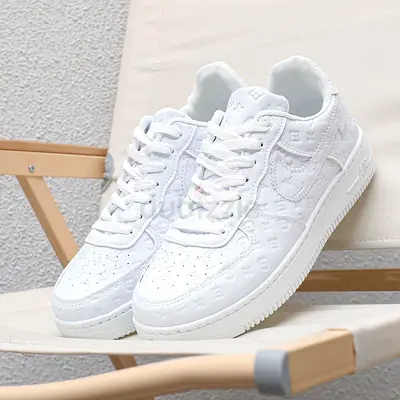 Lv c Nike All-white embossed low-top sneakers, size available