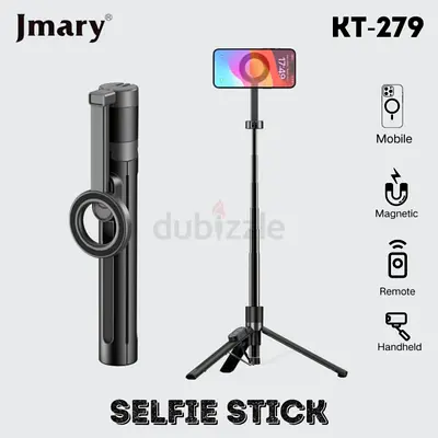 Jmary KT-279 Foldable Selfie Stick Tripod with Ring Light & Remote