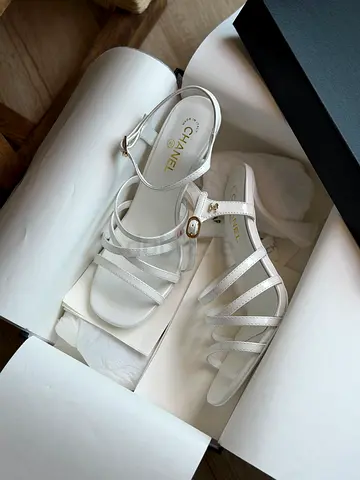 White Chanel Strappy Sandals - Size (please confirm)