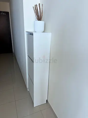 Slim white 3-door wardrobe / storage cabinet - good condition