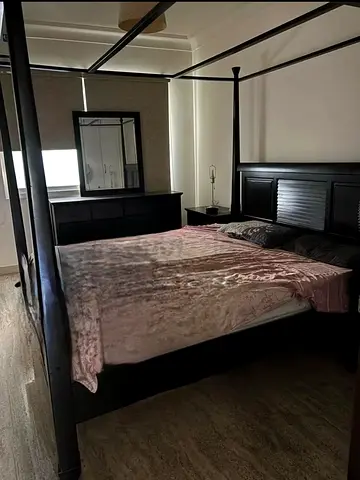 Solid dark wood four-poster bed King Size 180x200cm