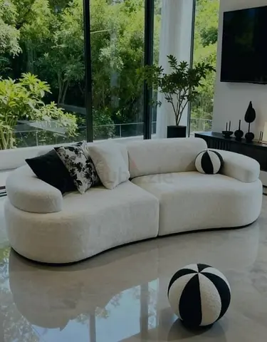 New luxury white boucle covered 3 seater sofa