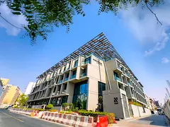 Pool View | Modern Building with Balcony |