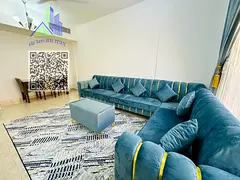 The finest one-bedroom apartment in Al Rawda 3, with clean new furniture, central AC, balcony, two b