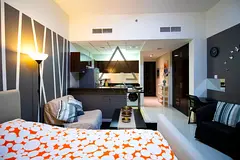 Furnished Studio | Balcony | City and Open Views