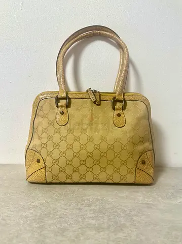 Beige Gucci Monogram Canvas Top-Handle Bag
