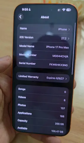 iPhone 17 Pro Max 256GB - 10/10 Condition, dual physical sim
