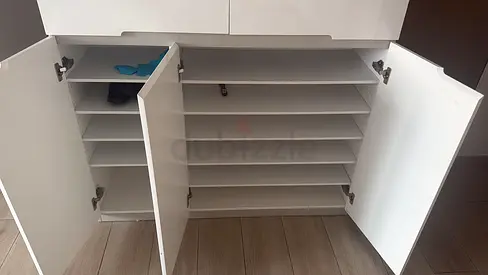 Modern White Multi-Tier Storage Cabinet