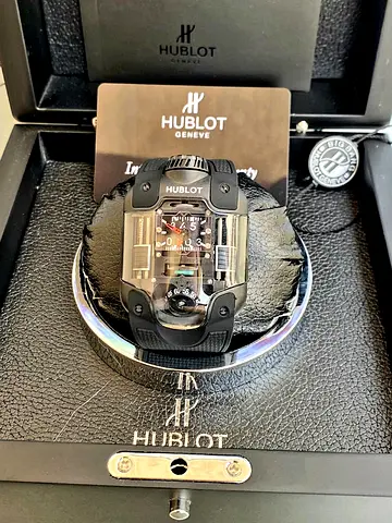 Hublot MP-10 Tourbillon Weight Energy System watch, showcasing an avant-garde design with vertical