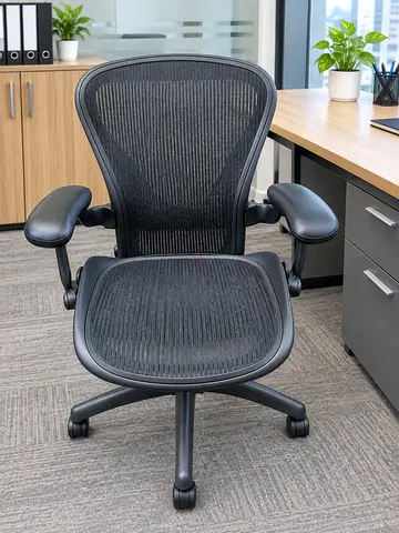 Herman Miller Ergonomic Black Mesh Office Chair with Armrests - Good Condition
