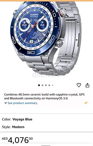 Huawei Watch Ultimate (Voyage Blue) - Stainless Steel Smartwatch, GPS & Bluetooth