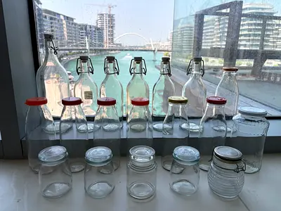 Ikea bottles + miscellaneous glass jars