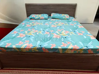 King size wooden bed frame with headboard - good condition