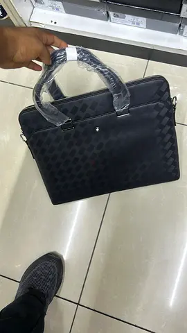 Mont Blanc Black textured leather-look briefcase with handles