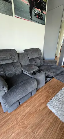 Gray 3-seater Electric Recliner Sofa with Cup Holders and Storage