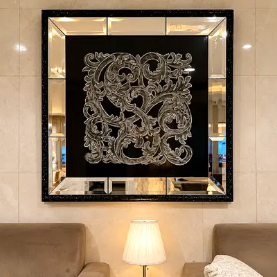 Large Ornate Decorative Wall Mirror with Beveled Frame from 2XL