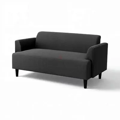 Compact 2-seater fabric sofa in dark grey