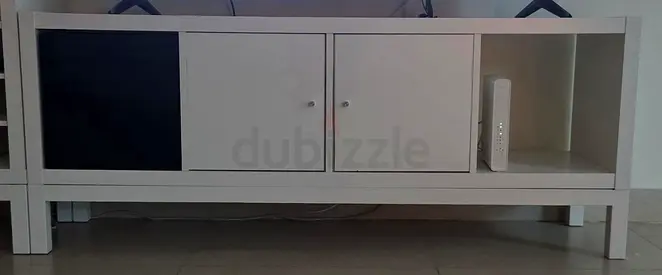 White low TV console / media cabinet with storage