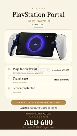 PlayStation Portal Remote Player for PS5 + Travel Case + Screen Protector