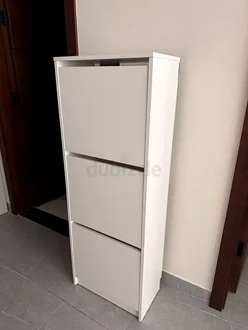 IKEA BISSA Shoe Cabinet - White, 3 Compartments (49x28x135 cm) - New in Box
