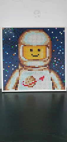 Framed Pixel Art Astronaut Mosaic — Ready to Hang
